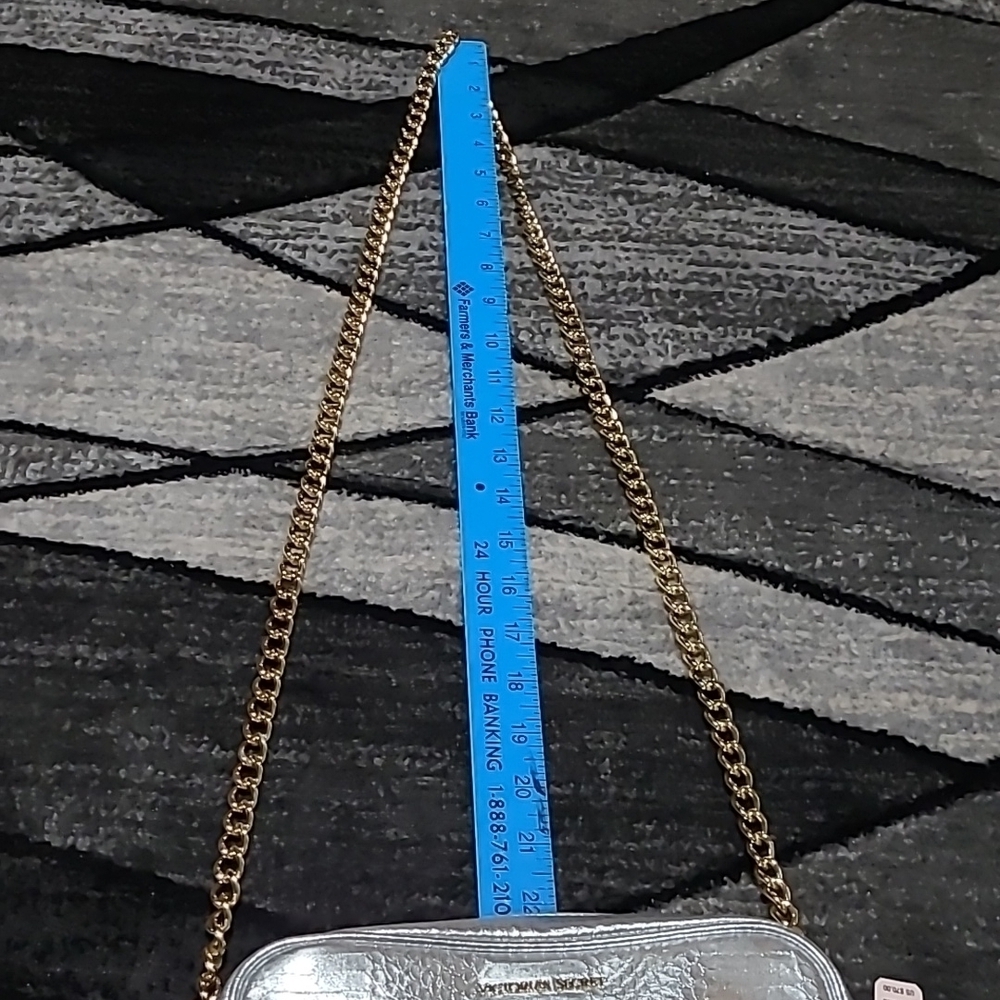 VS Faux Leather Metallic Silver Snakeskin Chain Strap Tassel Crossbody P… - Picture 15 of 16